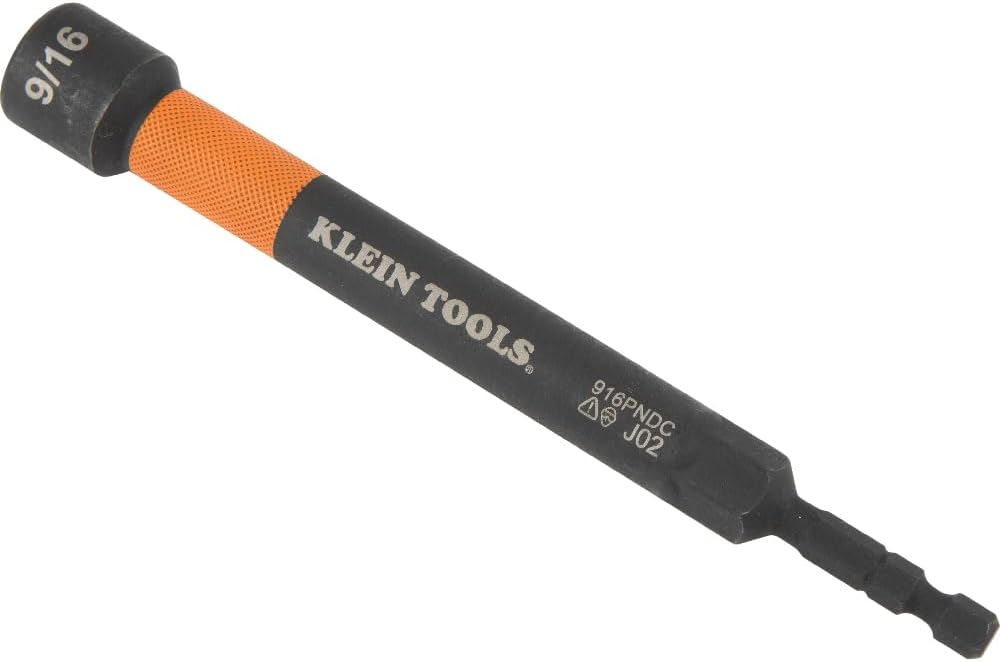 Klein Tools 32930 SAE Magnetic Impact Nut Setter Set, 6-Piece Color Coded Power Nut Driver with Extended Reach, 6 SAE Sizes