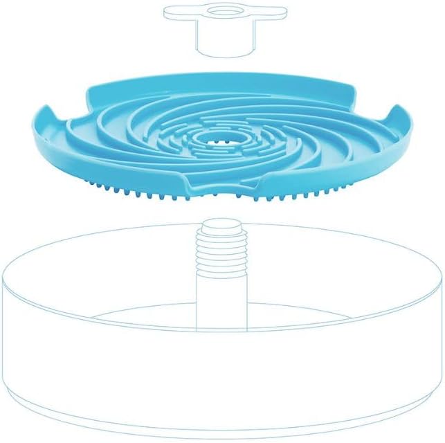 PetDreamHouse Spin Disc Dual Texture Dog Lick Mat, Slow Feeder & Frisbee Dog Toy, Use Standalone or with Spin Bowl Base, for All Dogs, Blue