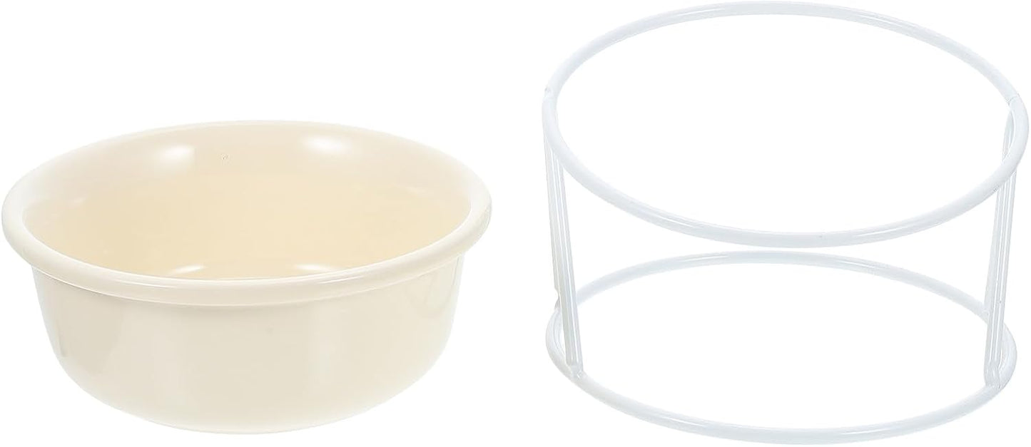 Milisten Ceramic Elevated Cat Food Bowl with Iron Stand Pet Food Holder and Water Dish Raised Feeding Bowl for Cats and Dogs Neck Protection Design for Home Use