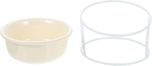 Milisten Ceramic Elevated Cat Food Bowl with Iron Stand Pet Food Holder and Water Dish Raised Feeding Bowl for Cats and Dogs Neck Protection Design for Home Use