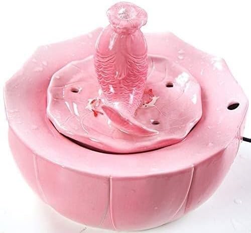 Fountain Portable Automatic Circulation Pet Water Dispenser for Cat and Dogs Ceramics Cat Water Fountain for Drinking Pet Water Dispenser (Color : White) (Pink)
