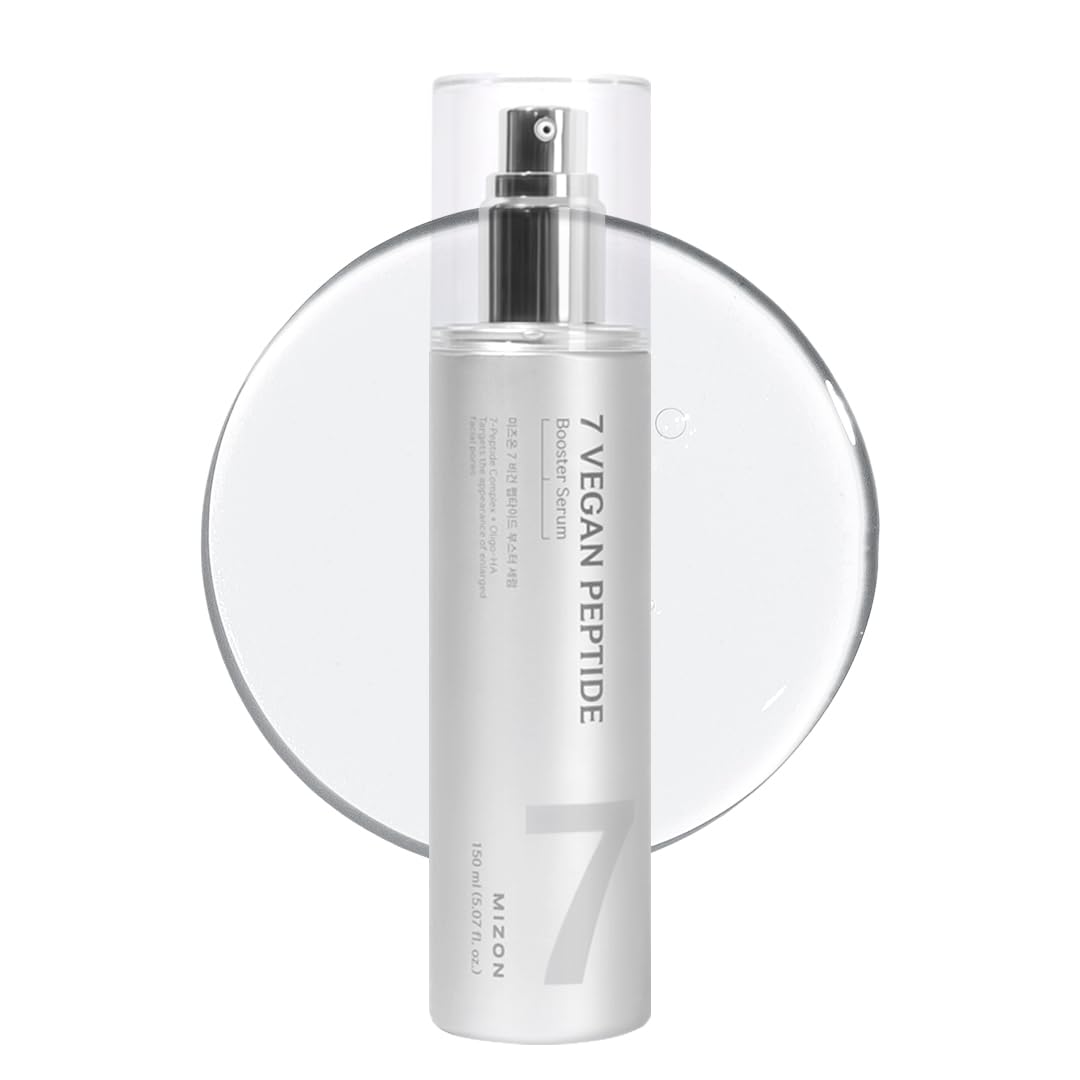 MIZON 7 Vegan Peptide Booster Serum Korean Anti-Aging Face Serum with Niacinamide & Hyaluronic Acid Hydrating Firming & Smoothing Skincare for Fine Lines & Skin Repair – 5.07 fl oz