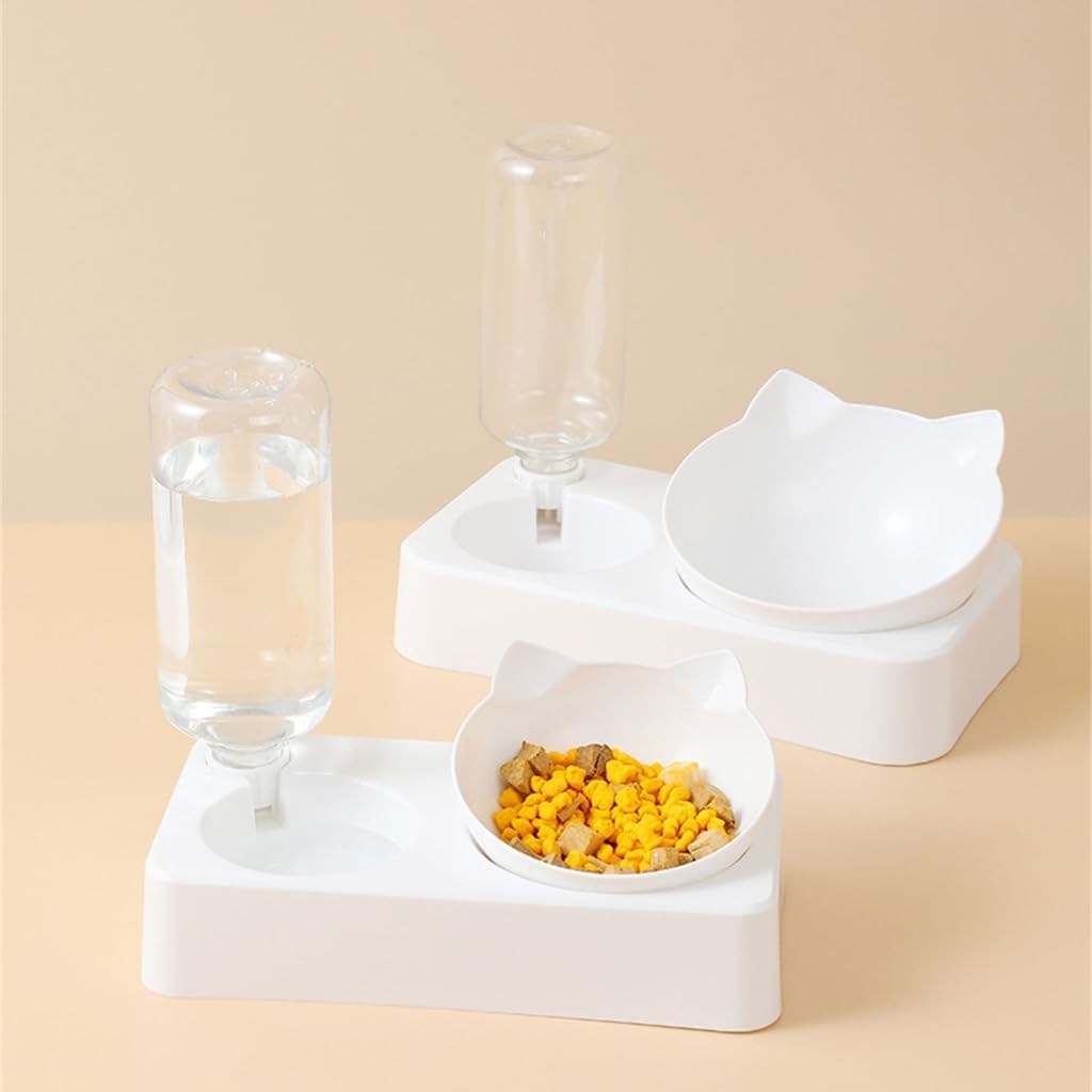 2 in 1 Dog Feeder Cats Food Water Bowl Double Bowl Supplies Bowl Pet Feeder Anti-Leak Feeding