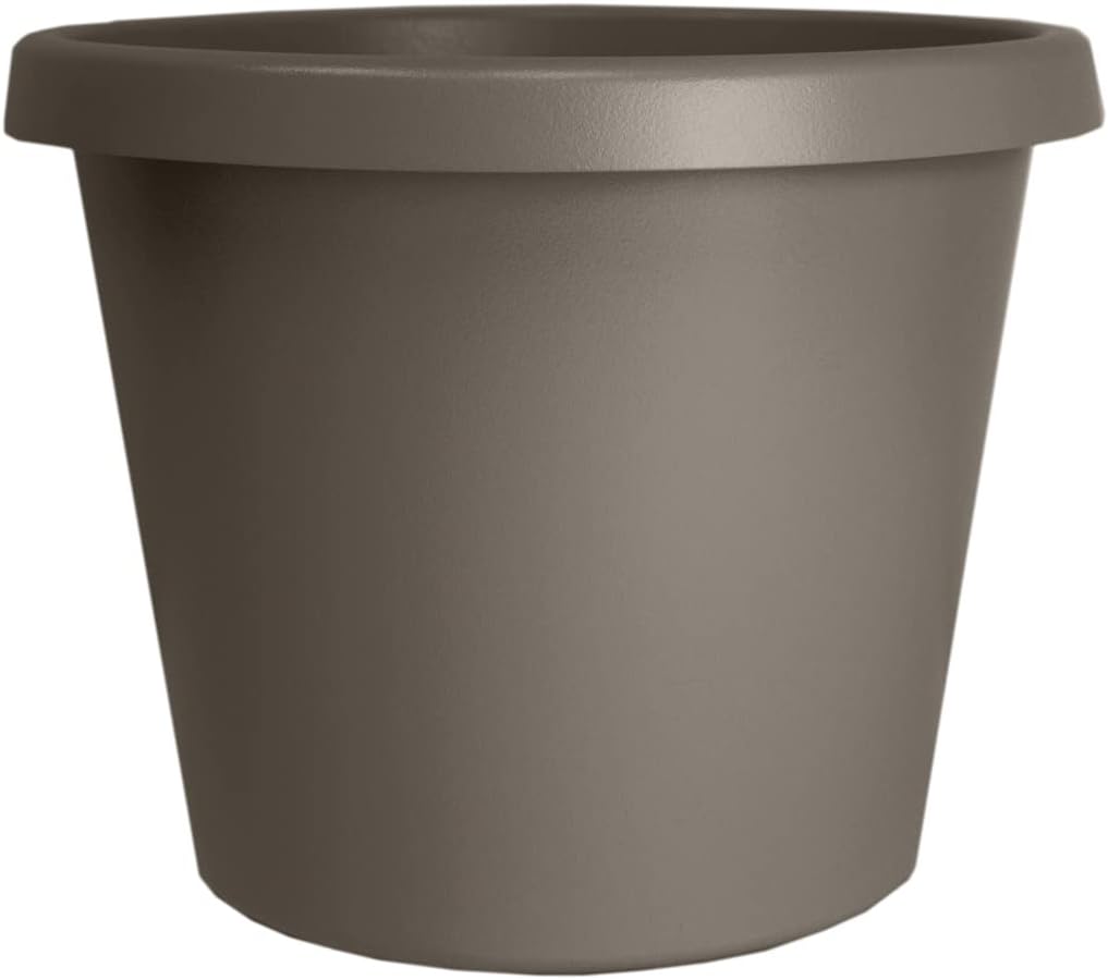 The HC Companies Prima Round Plastic Plant Pot w/Rolled Rim - Lightweight & UV Resistant Flower Pot for Herbs & More - Outdoor & Indoor Plant Pots w/Drainage (14 inch, Cappuccino, Pack of 1)
