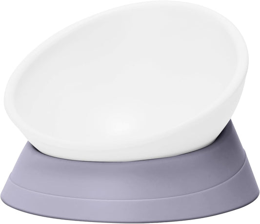 DZXZY French Bulldog Food Bowl, Slanted Tilted Pug Dog Bowl,Non-Slip Pet Feeder for Frenchie, Shih Tzu, Flat Faced Small Dogs, Puppies,Cat (Gray, M -2 Cup)