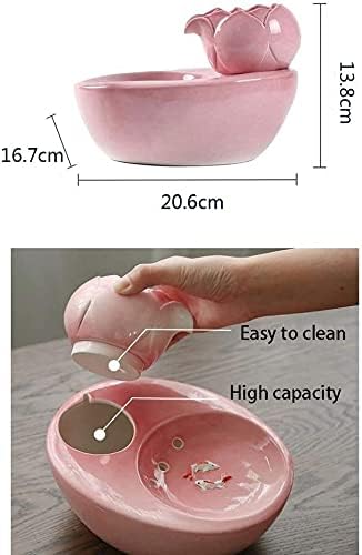 Fountain Cat Water Fountain, Automatic Circulation Pet Water Dispenser Portable Hygienic Replaceable Filter Flower Style Water Bowl for Cats, Dogs and Small Animals Pet Water Dispenser (Lotus Pink)