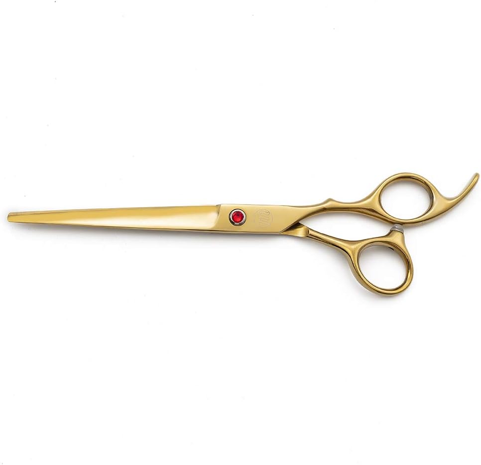 Moontay Professional 7.0" Dog Grooming Scissors Set, 4-pieces Straight, Upward Curved, Downward Curved, Thinning/Blending Shears for Dog, Cat and Pets, JP Stainless Steel, Gold