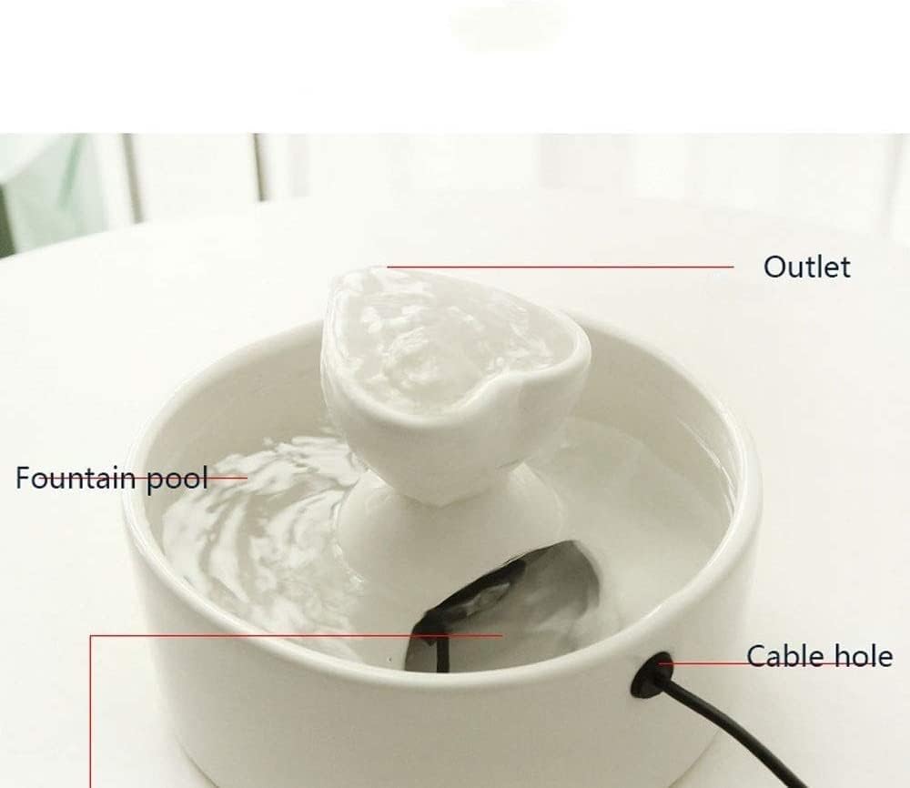 Fountain Ceramics Cat Water Fountain for Drinking, Automatic Circulation Pet Water Dispenser for Cat and Small Dogs Silent Pump Pet Water Dispenser (Color : White)