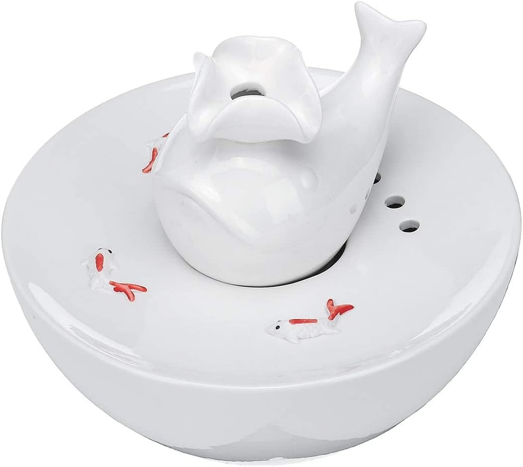 Fountain Automatic Ceramic Cat Water Fountain, Pet Water Dispenser, Flower Style Dog Drinking Fountain with Filter, Automatic Drinking Bowls Super Quiet Pet Supplies Pet Water Dispenser