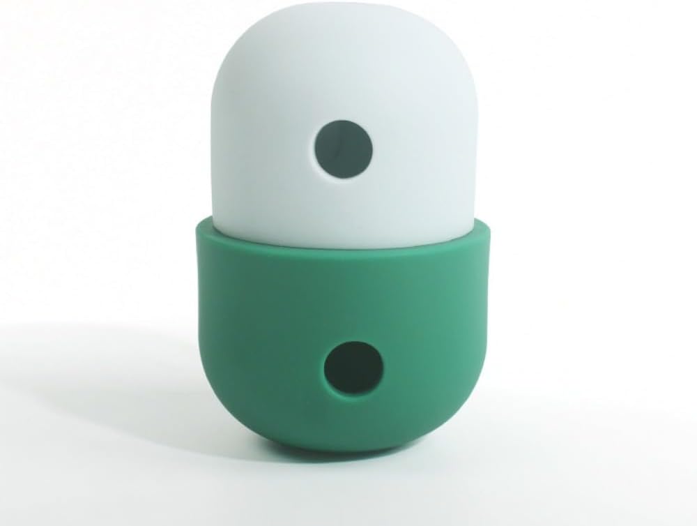 OMEM Pet Dog Leaking Food Toy Ball Silicone Gnawing Slow Food Bowl Fun Feeding Outdoor Interactive Ball (White and Green)