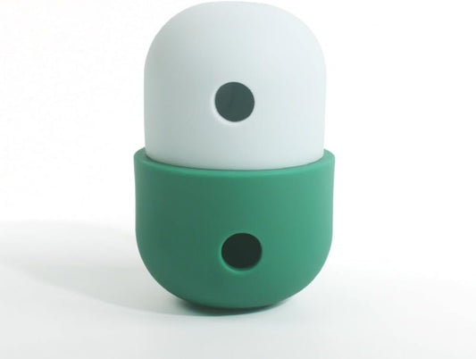 OMEM Pet Dog Leaking Food Toy Ball Silicone Gnawing Slow Food Bowl Fun Feeding Outdoor Interactive Ball (White and Green)