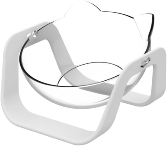 Milisten Tilted 15-Degree Cat Feeding Bowl White, Elevated Pet Water and Food Feeder, Neck Protection Design for Cats