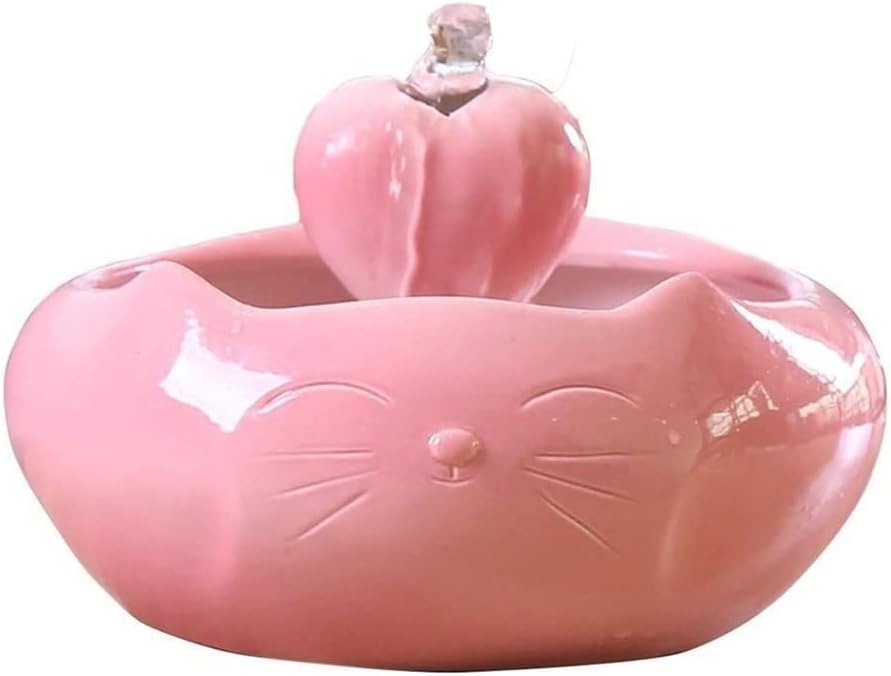 Fountain Automatic Pet Water Fountain Ceramics 2.0L Dog and Cat Pet Fountain Pet Water Dispenser with Filter Cats Water BowlUltraQuiet Pump Pet Water Dispenser (Color : White) (Pink)