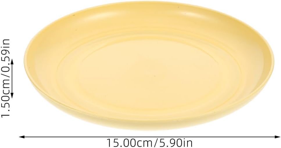 FAVOMOTO 8pcs Light Yellow Plastic Cat Bowls Set with Shallow Round Plates and Feeding Base, Anti-Whisker Fatigue Kitten Food Dishes for Indoor Small Cats and Short-Legged Pets