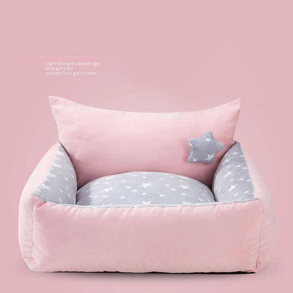 Pet Bed for Small Dogs and Cats Rectangle Nest Soft Warm Paw Print Pet Bed Sofa with Removable Washable Cover
