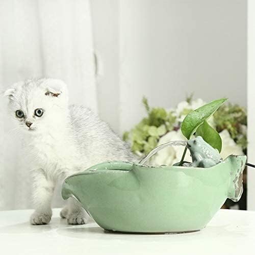 fountain Ceramic Cat Drinking Water Fountain, 1.2 Liters Pet Water Fountains for Cats and Dogs, Electric Pet Water Dispenser with Quiet Pump and Filters Pet water dispenser (Color : Green)