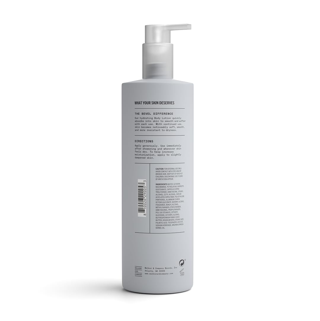Bevel All Day Body Lotion for Men with Shea Butter and Argan Oil, Lightweight Formula Softens and Smoothes Skin, 16 Oz (Packaging May Vary)