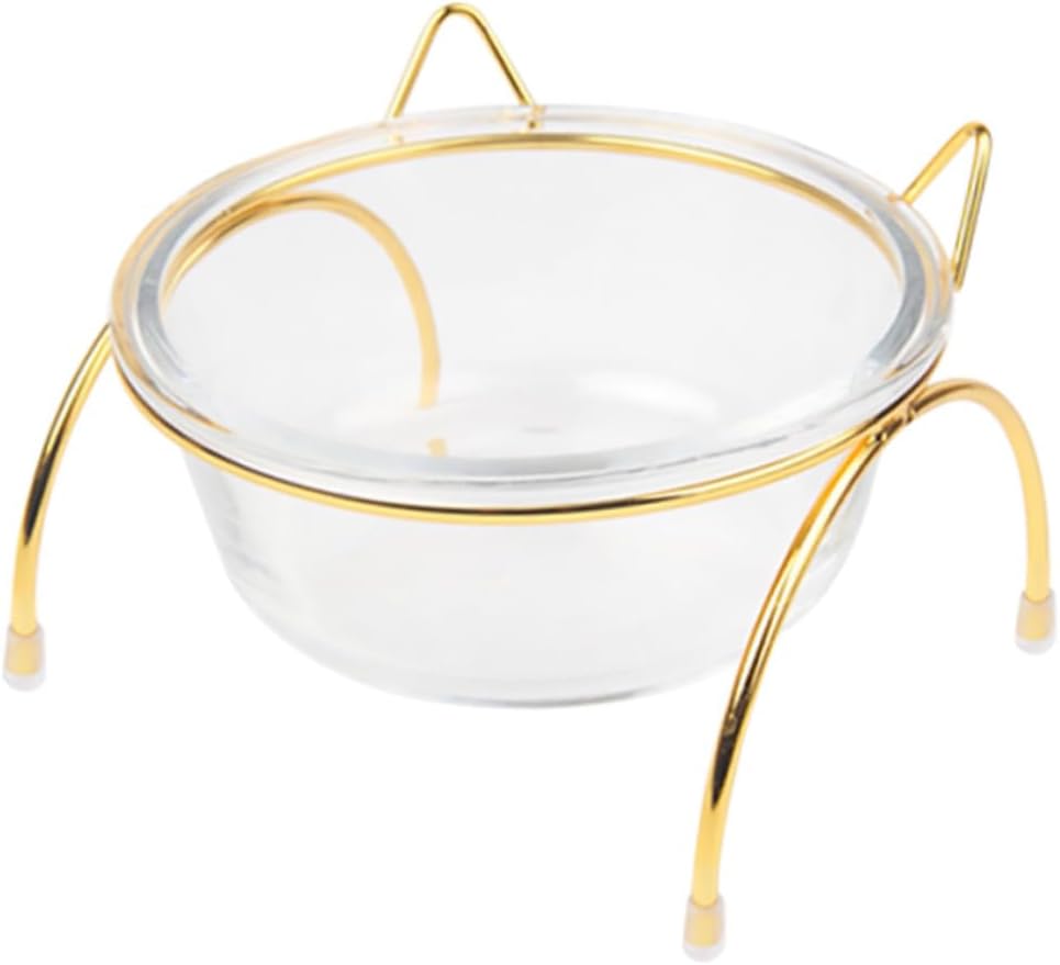 Milisten Raised Glass Pet Bowl with Tilted Stand, Elevated Cat and Dog Feeding Dish, Single Slant Food Bowl for Comfortable Eating