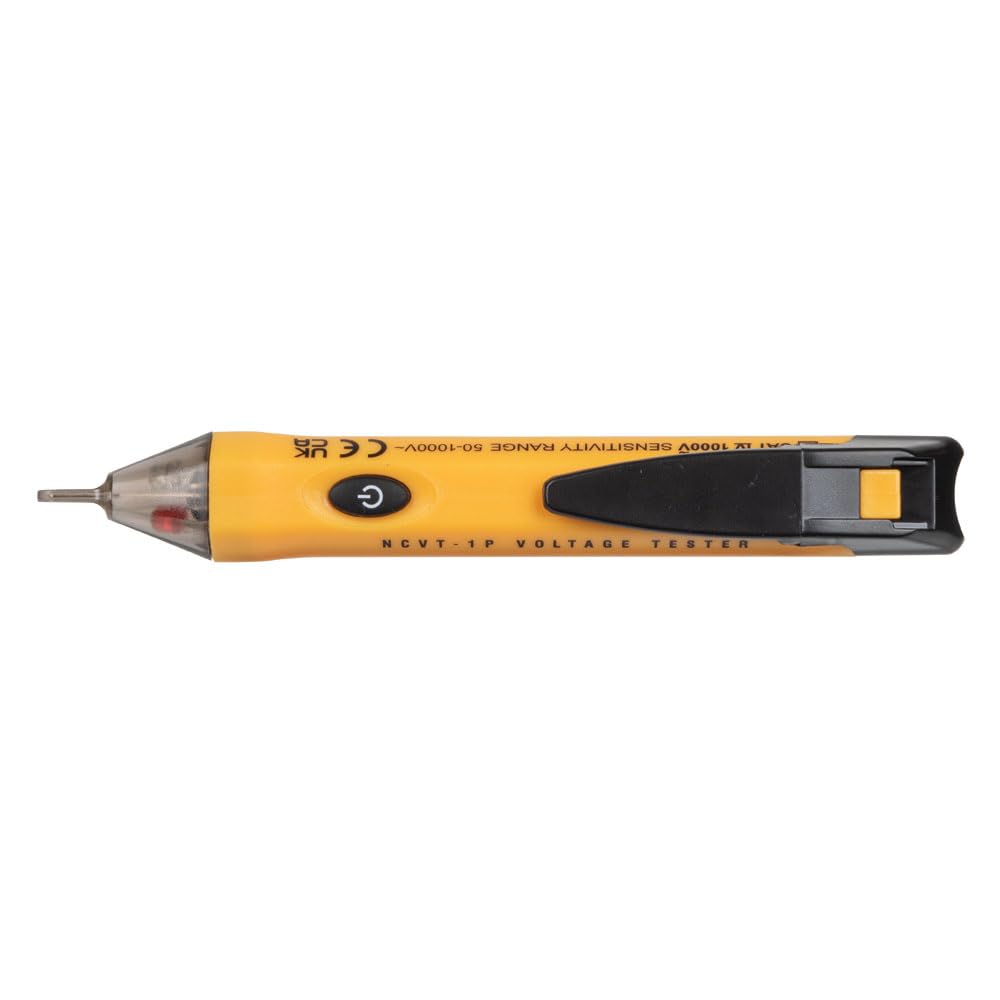 Klein Tools NCVT1P Voltage Tester, Non-Contact Low Voltage Tester Pen, 50V to 1000V AC, Audible and Flashing LED Alarms, Pocket Clip