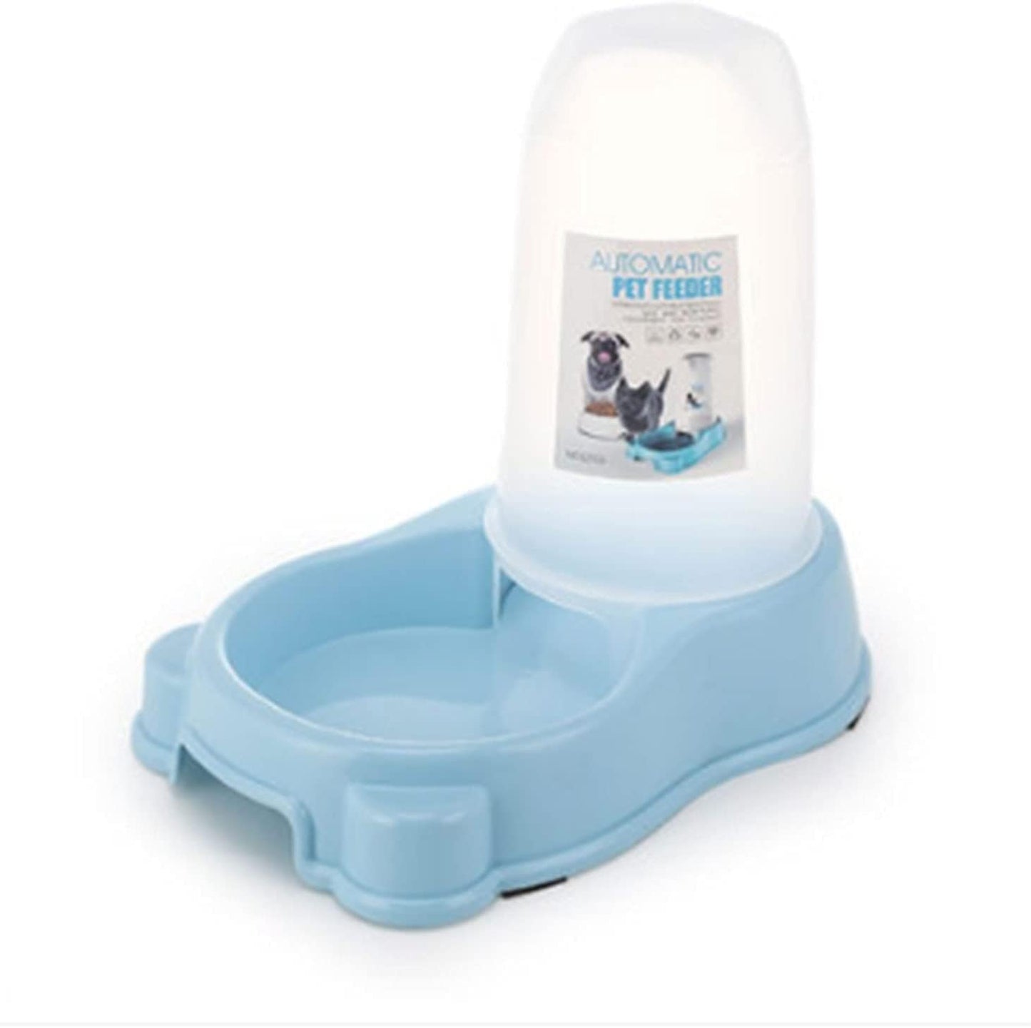 Water Dispenser Automatic Food Feeder and Waterer Set, Automatic Cat Feeder and Dog Water Dispensers Unplugged Gravity Feed Water Pet Supplies cat Fountain (Color : Pink) (Blue)