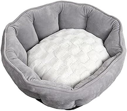 Pet Bed Large Portable Dog Cat Bed House Winter Warm Shell Nest Cat Sleeping Beds Soft Plush Dog Basket Cushion for Puppy Cats Supplies Cozy Soft (Color : Grey)