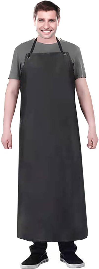 K Y KANGYUN 3 Pack Men's Black Waterproof Rubber Vinyl Work Apron- 43"x29" Heavy Duty Model,Best for Staying Dry When Dishwashing, Lab Work, Butcher, Dog Grooming, Cleaning Fish