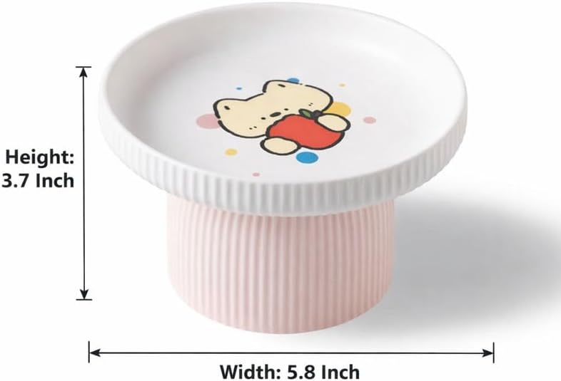 Raised Ceramic Cat Bowl with Tall Stand – Extra Wide Shallow Cat Food Dish for Whisker Fatigue Relief & Anti-Vomiting, Safer Than Plastic, Heavier Than Metal, Lead-Free Dishwasher Safe