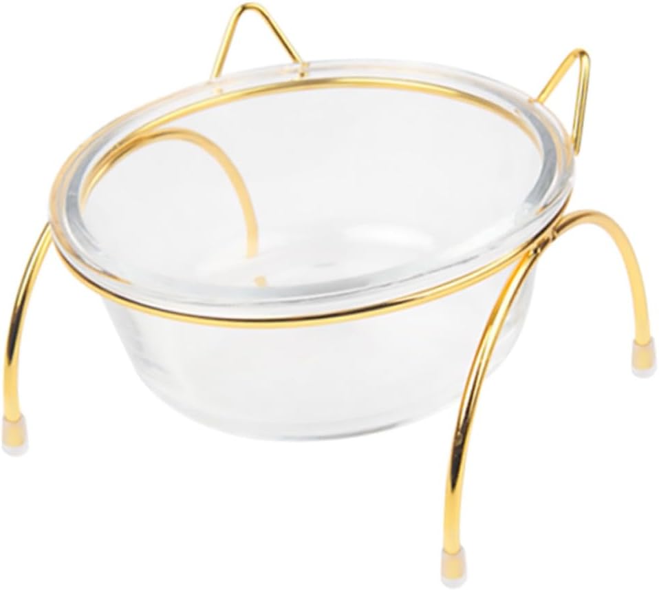 Milisten Elevated Glass Cat Bowl with Slant Design and High Stand, Raised Pet Feeding Dish with Neck Guard, Single Tilted Cat Food Bowl for Comfortable Eating