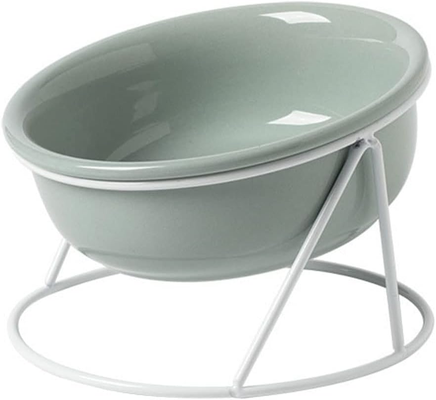 Raised Cat Bowl Ceramic Cat Food Bowls Tilted Elevated Cat Bowl for Food and Water Dog Cat Feeding Bowls with Stand for Cats and Small Dogs