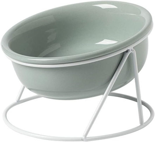 Raised Cat Bowl Ceramic Cat Food Bowls Tilted Elevated Cat Bowl for Food and Water Dog Cat Feeding Bowls with Stand for Cats and Small Dogs