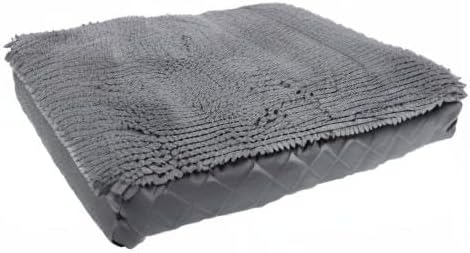 Dirty Dog Rectangle Bed, Cool Grey, 34" x 26" Medium, Super Comfy Anxiety Calm Pet Beds, Machine Washable Microfiber Soft and Comfy