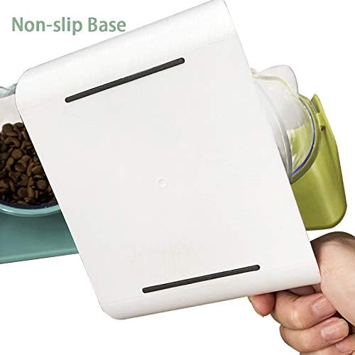 Adjustable Transparent Tilted Bowl Feeder with Raised Stand for Cat Pet(Green)