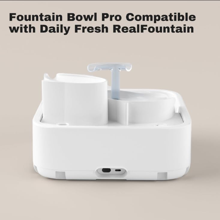 Cat Water Fountain Replacement Compatible with DailyFresh RealFountain Water Bowel 3-Stage Design for Multi Pets Dog Smart Water Dispenser for Drinking DC-in 2L/67oz