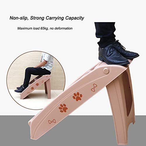Pet Stair Folding Plastic Portable 4 Step for Cats/Dogs Up for Cars and SUV Couch and Bed Non-Slip Pads (Color : Light Gray) (Light Coffee)