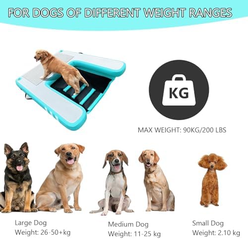 Portable Inflatable Dog Pool Ramp - Foldable Water Plank for Easy Dog Access to Boats & Pools, Perfect for Puppies, 150x100x10CM / 59x39.4x4in