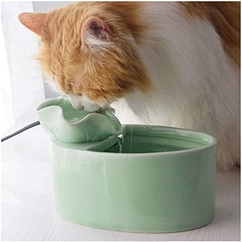 Fountain Pet Water Dispenser Ceramic Water Bowl Circulation Fountain Carbon Filter, UltraQuiet for Dogs, Cats and Other Pets Pet Supplies Pet Water Dispenser (Color : Pink) (Green)