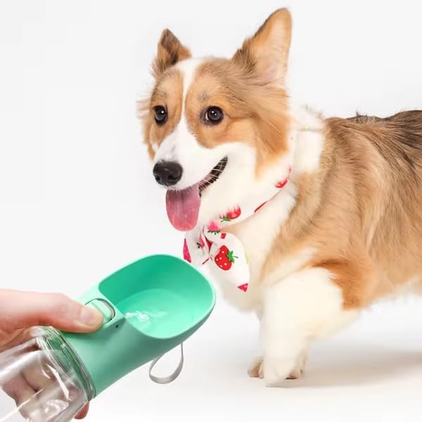 Dog Water Bottle 350ml for Walking & Travel, Leak Resistant Design Portable Pet Water Dispenser with Water Return Button, One Hand Drinking Cup for Small Dogs & Cats, Lightweight PET Bottle
