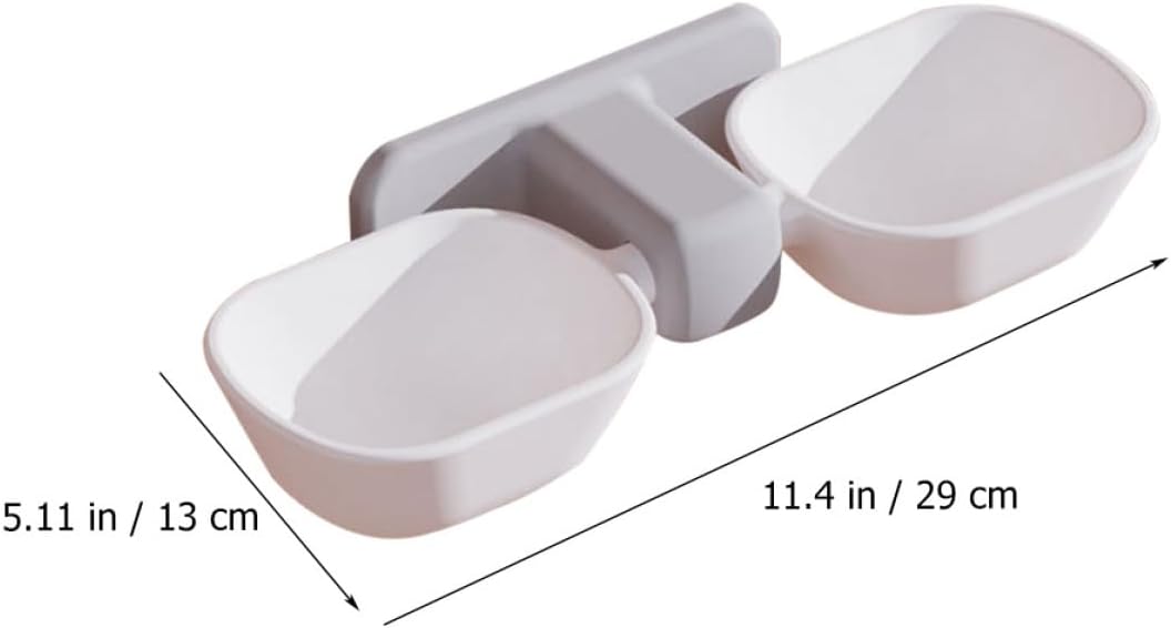Wall-Mounted Pet Feeder Double Bowl, White Cat Feeding Bowl with Neck Protection, Space-Saving Wall Mount Design for Indoor Cats and Small Dogs, Includes Adhesive