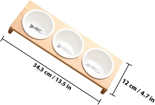 Milisten Ceramic Cat Bowl with Stand Raised Kitten Food and Water Bowls Multi-Function Non-Slip Pet Feeder for Cats and Puppies