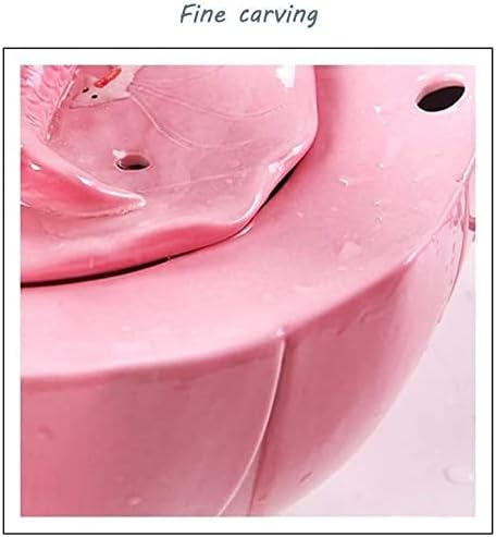 Fountain Cat Water Fountain, Ceramic Pet Drinking Fountain for Cats and Dogs, Cat Fountain with Filter Automatic Pet Water Dispenser Pet Water Dispenser (Color : White) (Pink)