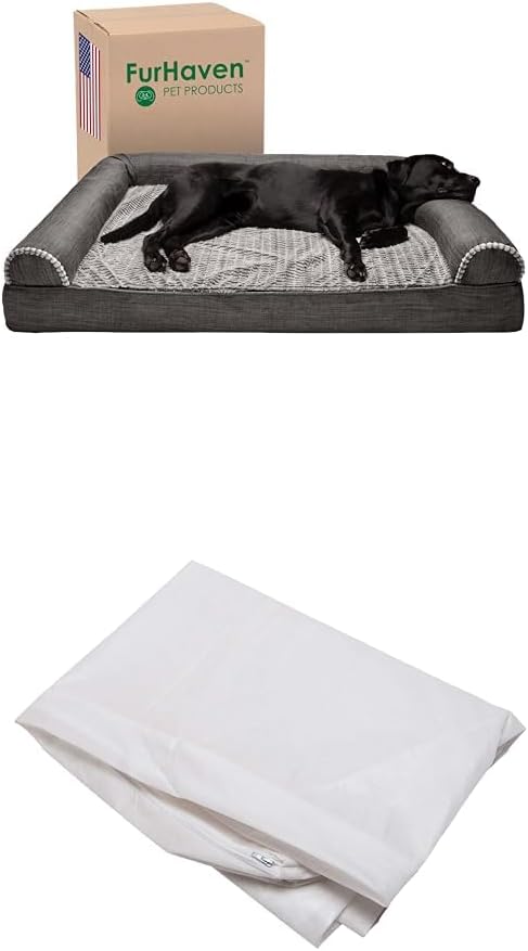 Furhaven Dog Bed Sofa Sofa - Charcoal, Jumbo Plus/XXL W/Same Size Waterproof Liner
