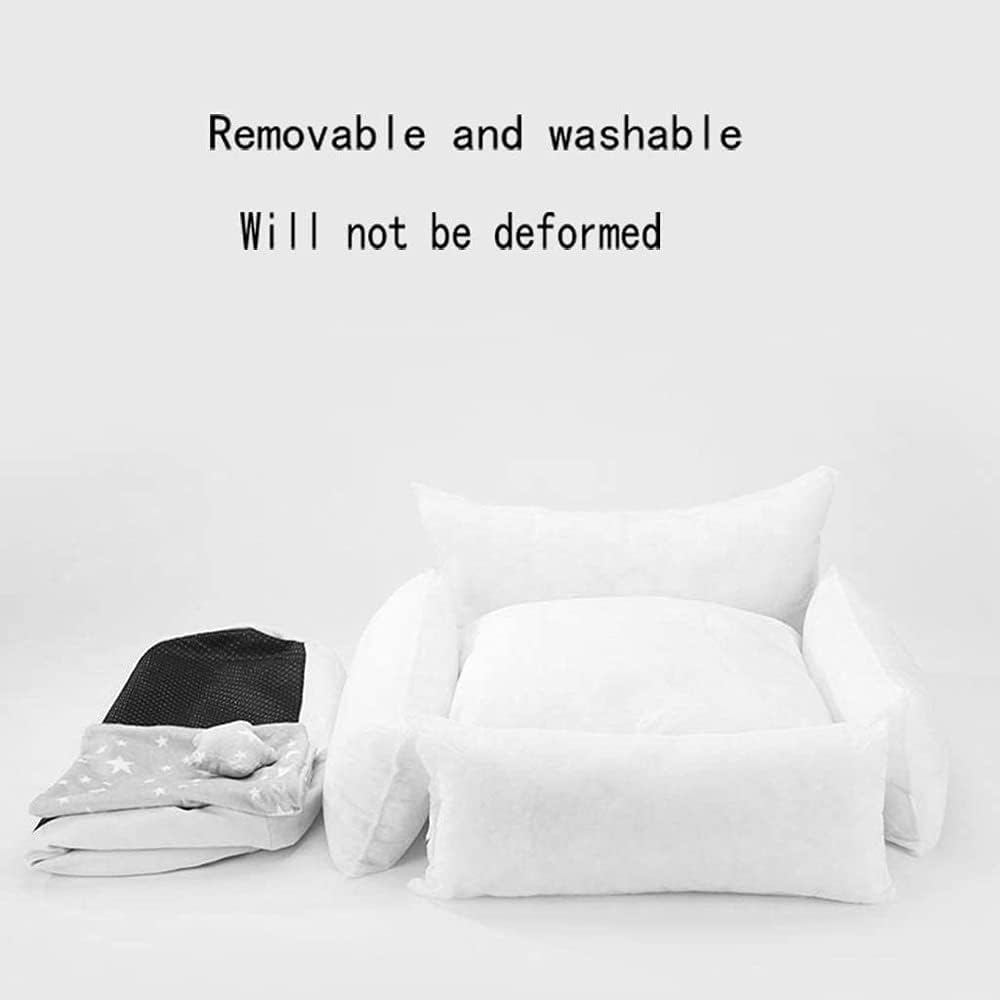 Pet Bed for Small Dogs and Cats Rectangle Nest Soft Warm Paw Print Pet Bed Sofa with Removable Washable Cover