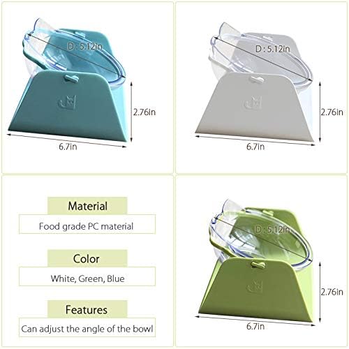 Adjustable Transparent Tilted Bowl Feeder with Raised Stand for Cat Pet(Green)
