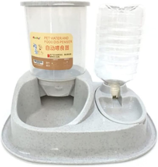 Water Dispenser 2 in 1Pet Bowl Fountain Automatic Water Food Feeder Dispenser Container for Cats Dogs Self Dispenseing Cat Feeder and Dog Water Dispensers Travel Supply cat Fountain (Grey)