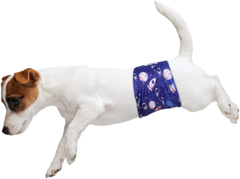 MICOOYO Belly Bands for Male Dogs, 3 Pack Reusable Dog Diapers Male for Puppy Doggie, Washable Male Dog Wraps XSmall (XS, Space)