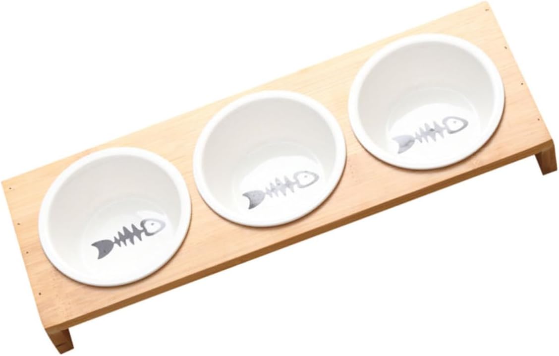Milisten Ceramic Cat Bowl with Stand Raised Kitten Food and Water Bowls Multi-Function Non-Slip Pet Feeder for Cats and Puppies