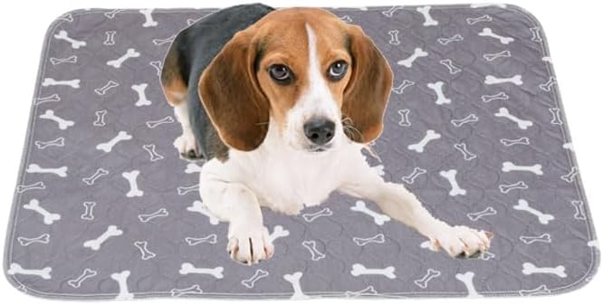 4 Pack 18"x24" Washable Pee Pads for Dogs, Super Absorbent Reusable Training Dog Pads with Bone Print, Non-Slip Potty Pads for Whelping, Playpen, Crate, Bed