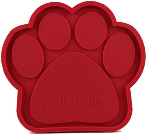 New for Dogs - The Original Dog Bath Toy - Makes Bath Time Easy, Just Spread Peanut Butter and Stick (Red)