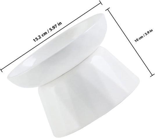Milisten Ceramic Raised Cat Bowl Set, Elevated Porcelain Food and Water Bowls with Slow Feeder Design, Neck Protection Pet Feeder for Cats and Small Dogs