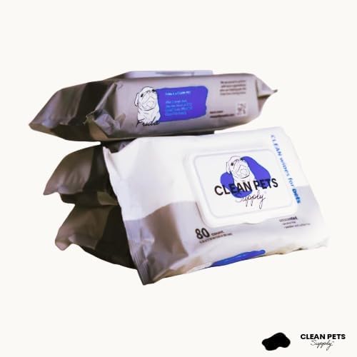 Unscented Dog Grooming Wipes | Hypoallergenic Pet Wipes for Dogs & Cats | Gentle Daily Cleaning for Paws, Face, Body & Butt | 80 Count